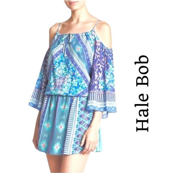 HALE BOB Cold-Shoulder Bell Sleeve Printed Dress Size M NWT - Picture 1 of 14